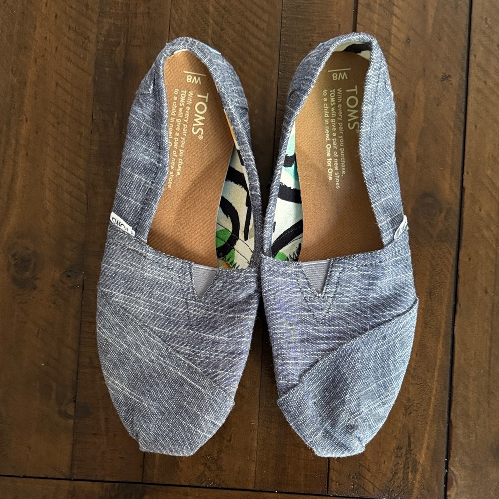 TOMS Blue Chambray Slip-Ons